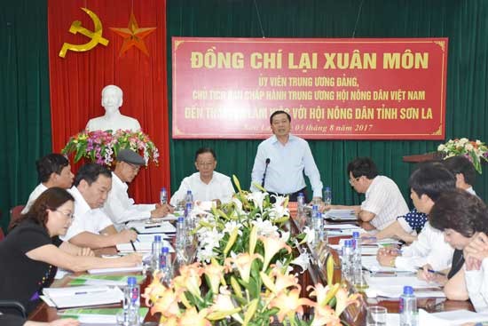 Đồng chí Lại Xuân Môn, Ủy viên Trung ương Đảng, Chủ tịch Trung ương Hội Nông dân Việt Nam thăm, làm việc với Hội Nông dân tỉnh Sơn La